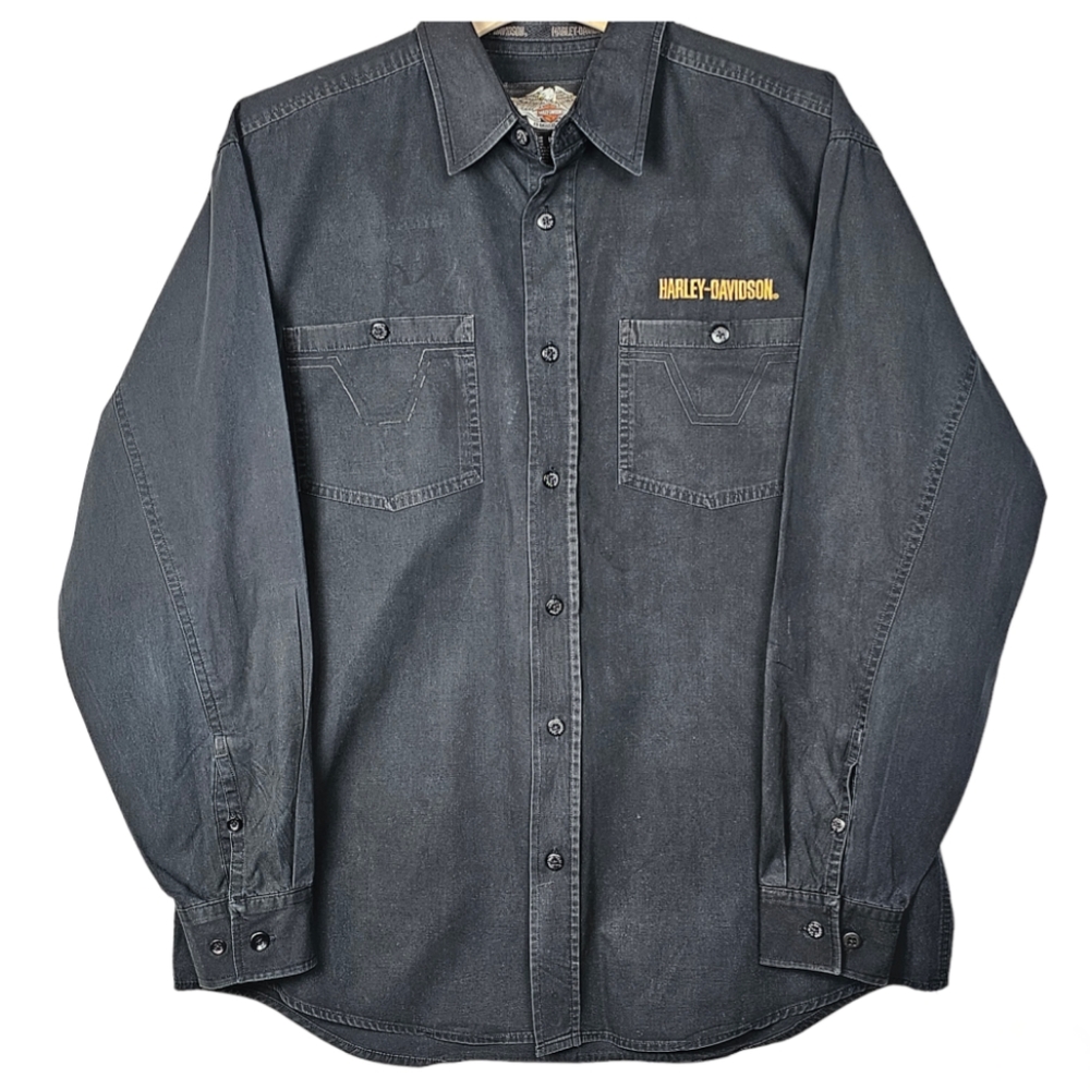 Harley Davidson Vintage Biker Eagle Legend Button Down Shirt, EUC, size Large